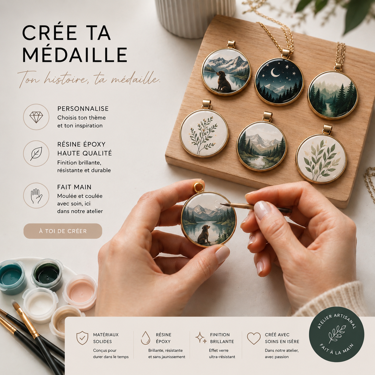 Médaille peinte à la main personnalisée