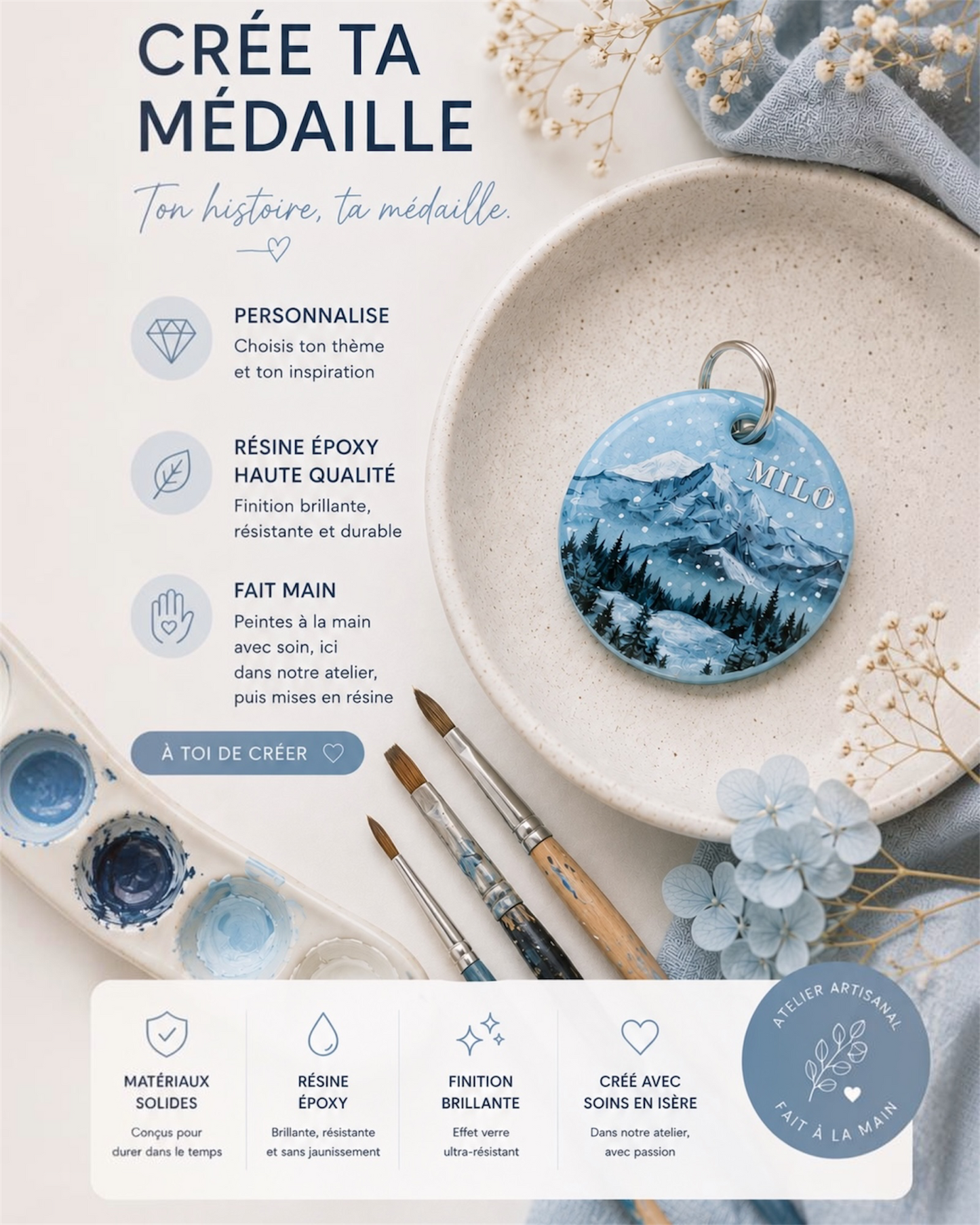 Médaille peinte à la main personnalisée