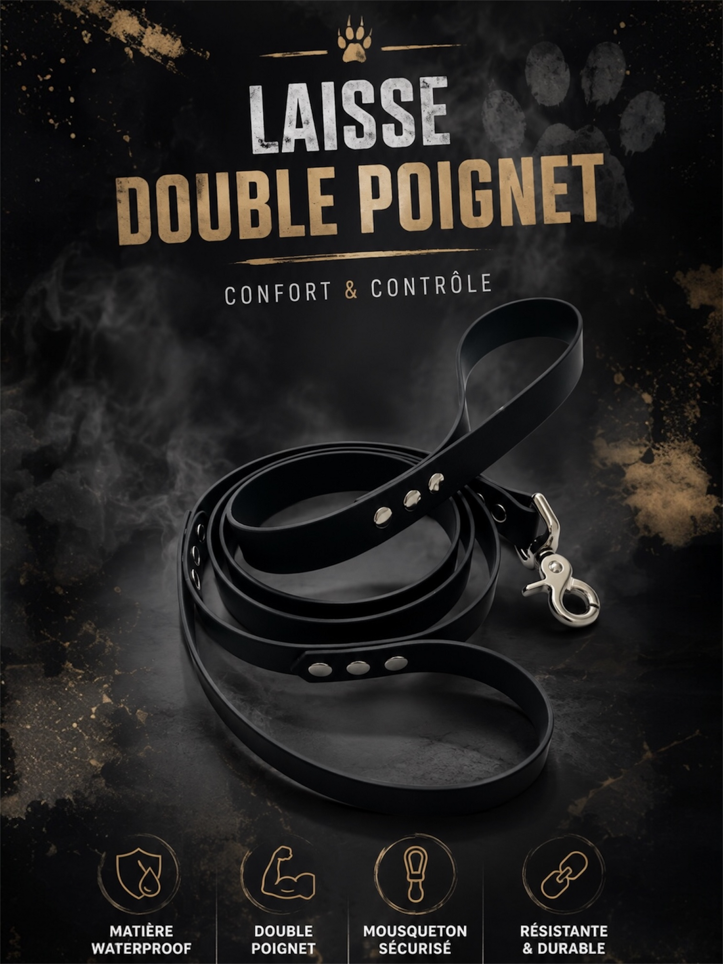 Laisse double poignée Biothane ®
