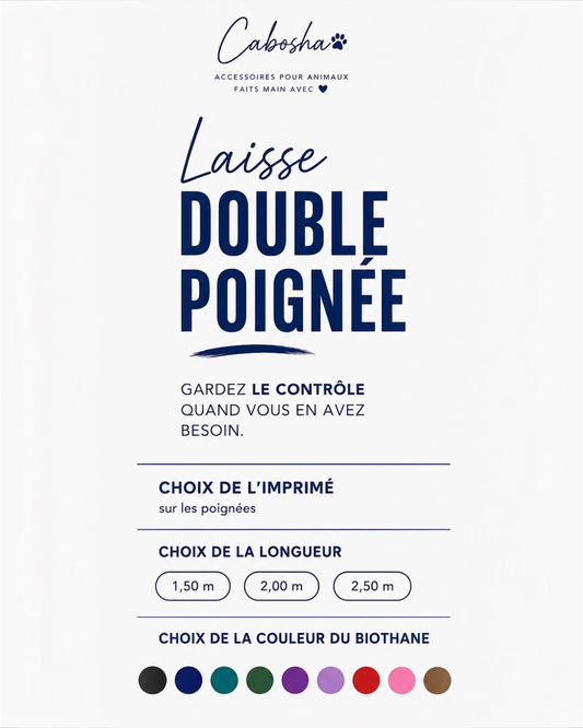 Laisse double poignée Biothane ® imprimée