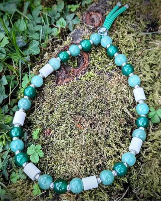 Collier Perles Naturelles Agate verte/ Aventurine