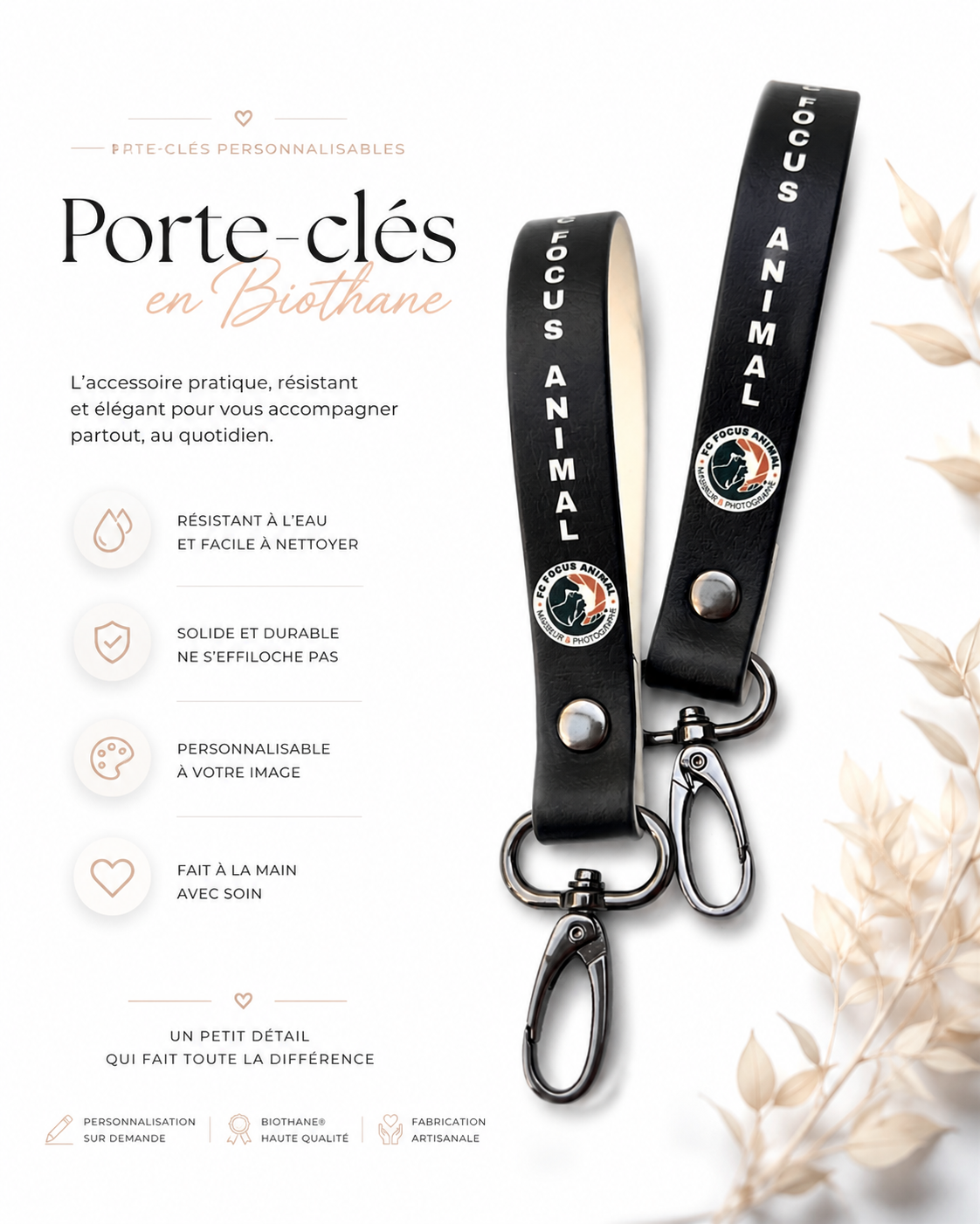 Porte-clés personnalisé en Biothane®